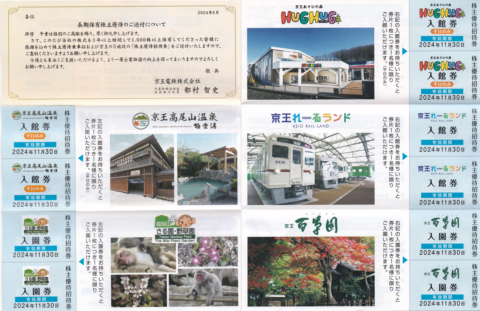 京王電鉄 株主優待招待券冊子綴り(2024.11.30)