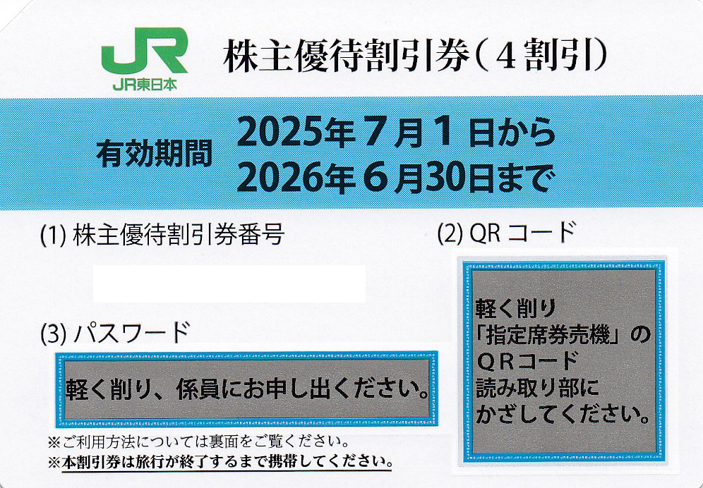 JR東日本株主優待割引券(2026.6.30)