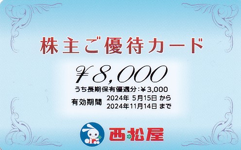 西松屋チェーン株主優待カード(8,000円)(2024.11.14)(PIN削)
