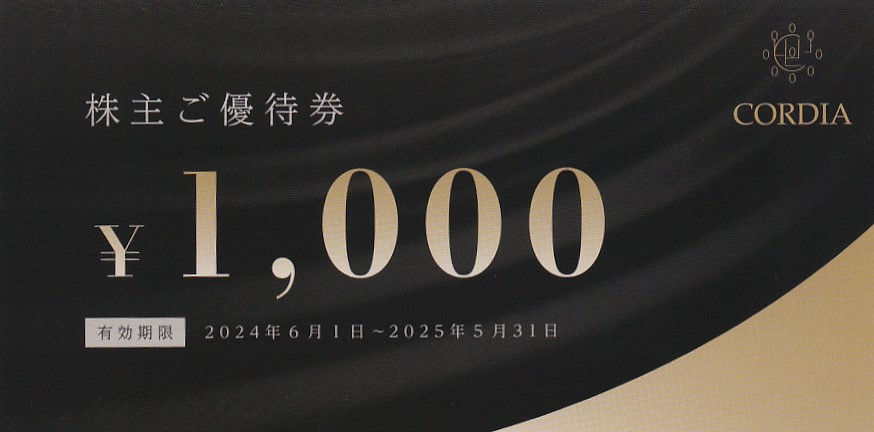 ワキタ(ホテルコルディア大阪／大阪本町)株主優待券(1,000円券)(2025.5.31)