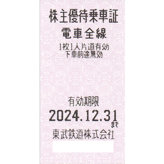 東武鉄道株主優待乗車証(電車全線)(きっぷ)(2024.12.31)