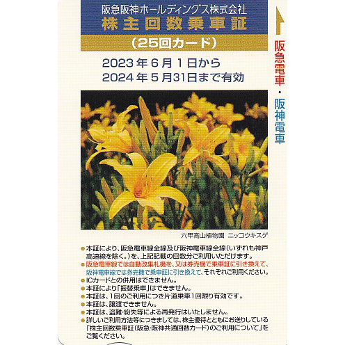 阪急阪神株主優待回数乗車証(25回カード)(2024.5.31)