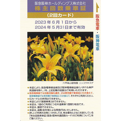 阪急阪神株主優待回数乗車証(2回カード)(2024.5.31)