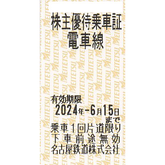 名古屋鉄道(名鉄)株主優待乗車券(電車全線)(きっぷ)(2024.6.15)