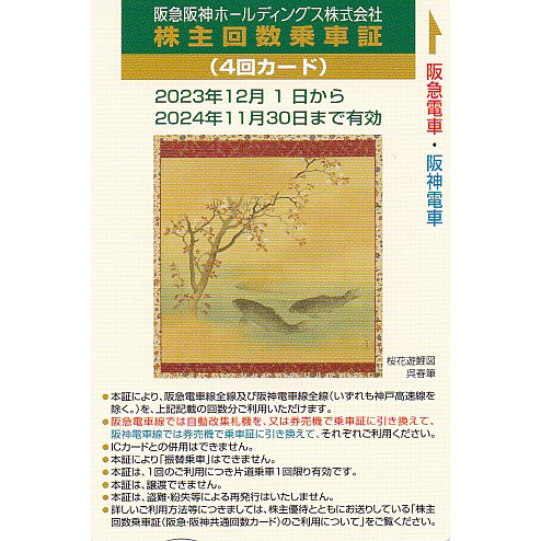 阪急阪神株主優待回数乗車証(4回カード)(2024.11.30)