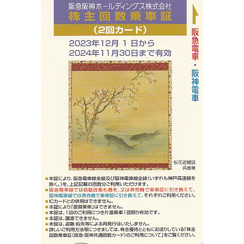 阪急阪神株主優待回数乗車証(2回カード)(2024.11.30)