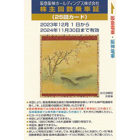 阪急阪神株主優待回数乗車証(25回カード)(2024.11.30)