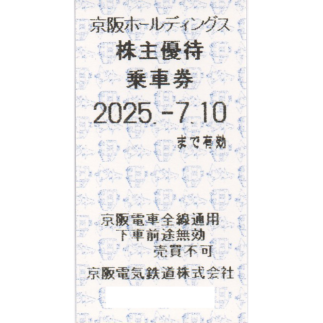 京阪電気鉄道(京阪電車)株主優待乗車証(電車全線)(きっぷ)(2025.7.10)