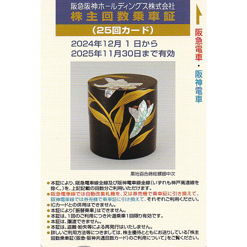 阪急阪神株主優待回数乗車証(25回カード)(2025.11.30)